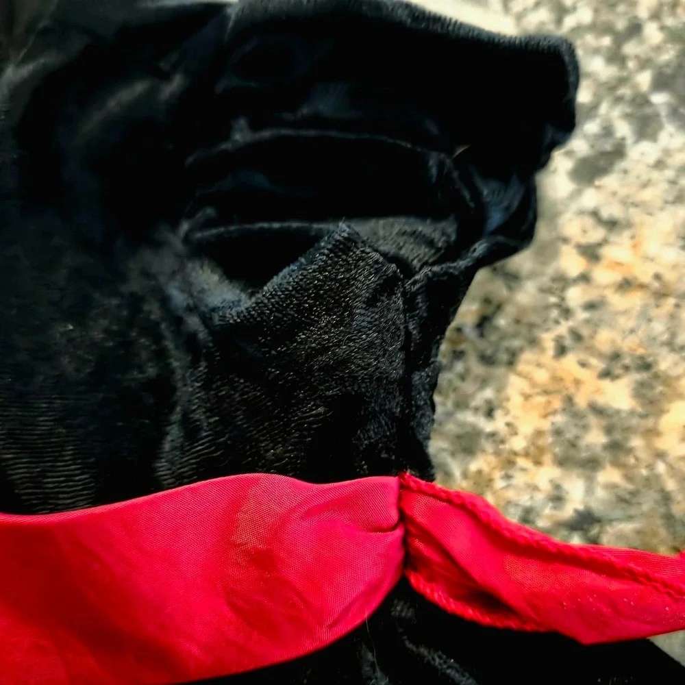Unbranded Black Velvet Dress. Red Ribbon. Girl Dress. Size 12 -24 Months